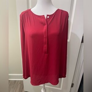 Dark Pink Ann Taylor Loft Long Sleeved Blouse Front Buttons size Medium